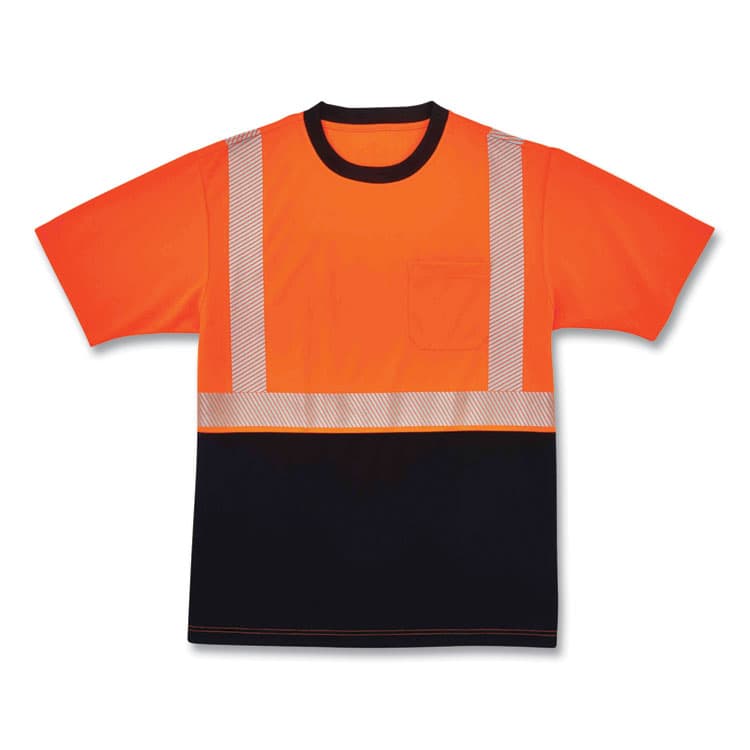 ERGODYNE CORPORATION GloWear 8280BK Class 2 Performance T-Shirt with Black Bottom, Polyester, 4X-Large, Orange (EGO22588)