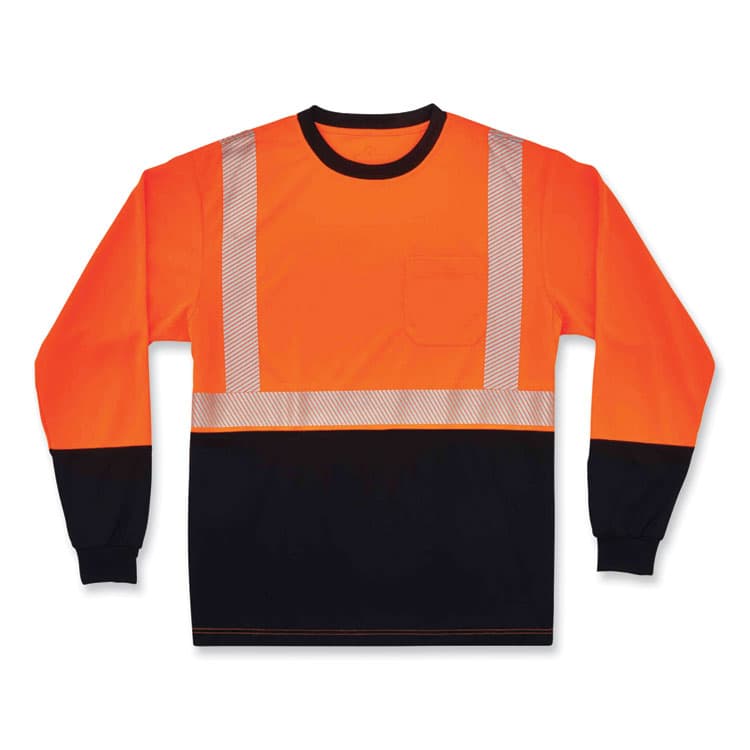 ERGODYNE CORPORATION GloWear 8281BK Class 2 Long Sleeve Shirt with Black Bottom, Polyester, 3X-Large, Orange (EGO22687)