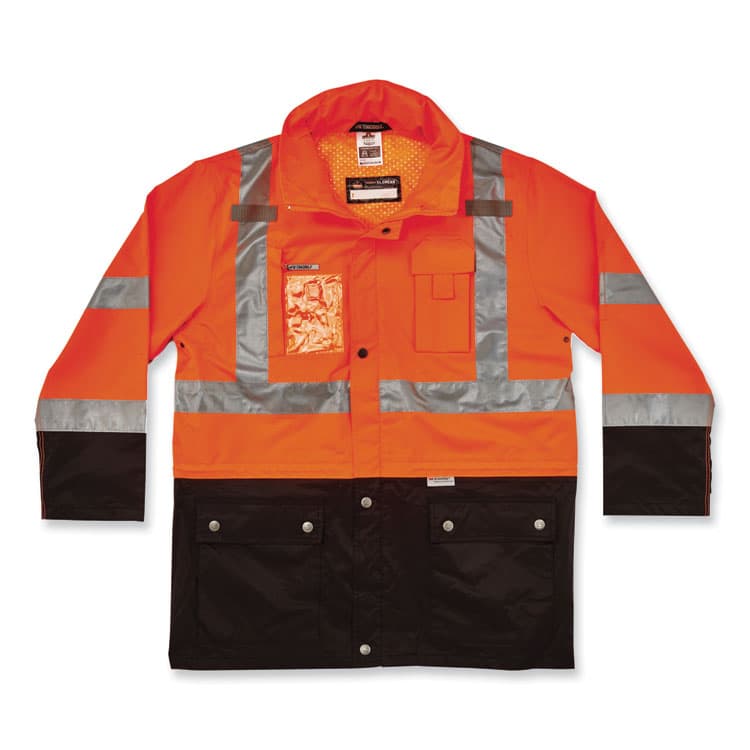 ERGODYNE CORPORATION GloWear 8386 Class 3 Hi-Vis Outer Shell Jacket, Polyester, 2X-Large, Orange (EGO25466)