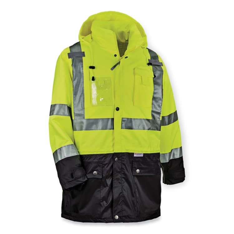 ERGODYNE CORPORATION GloWear 8386 Class 3 Hi-Vis Outer Shell Jacket, Polyester, Medium, Lime (EGO25373) thumbnail 2