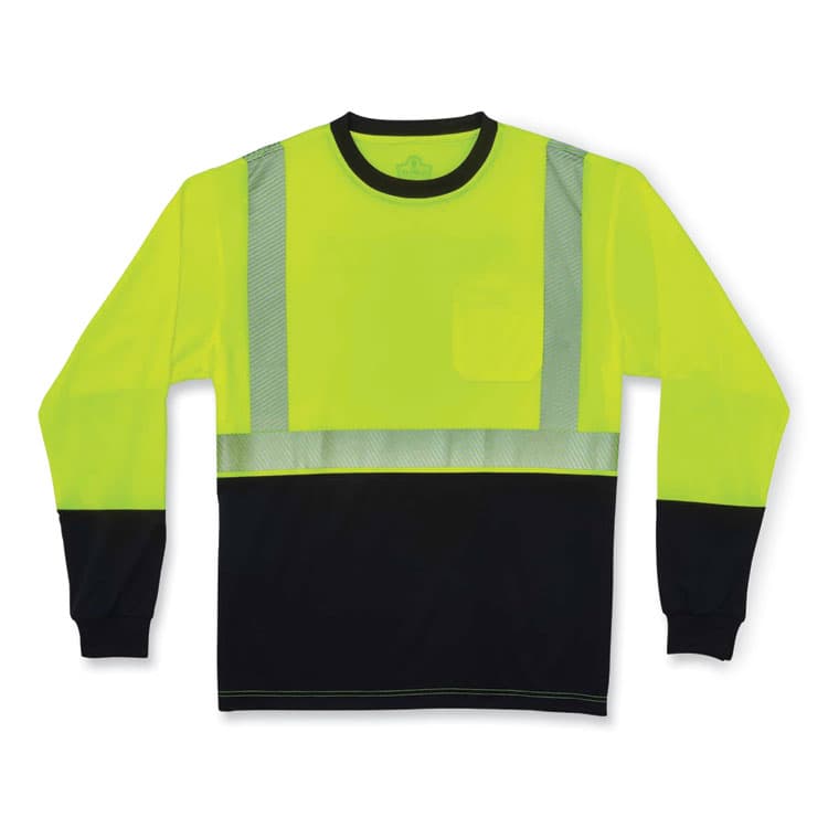ERGODYNE CORPORATION GloWear 8281BK Class 2 Long Sleeve Shirt with Black Bottom, Polyester, 3X-Large, Lime (EGO22637)