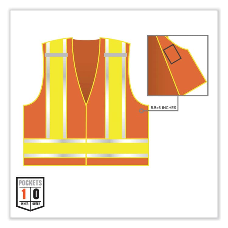ERGODYNE CORPORATION GloWear 8245PSV Class 2 Public Safety Vest, Polyester, 6X-Large/7X-Large, Orange (EGO23390) thumbnail 3