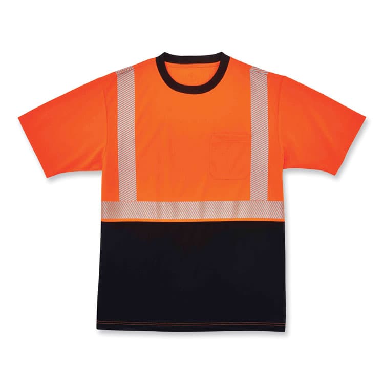 ERGODYNE CORPORATION GloWear 8280BK Class 2 Performance T-Shirt with Black Bottom, Polyester, 2X-Large, Orange (EGO22586)