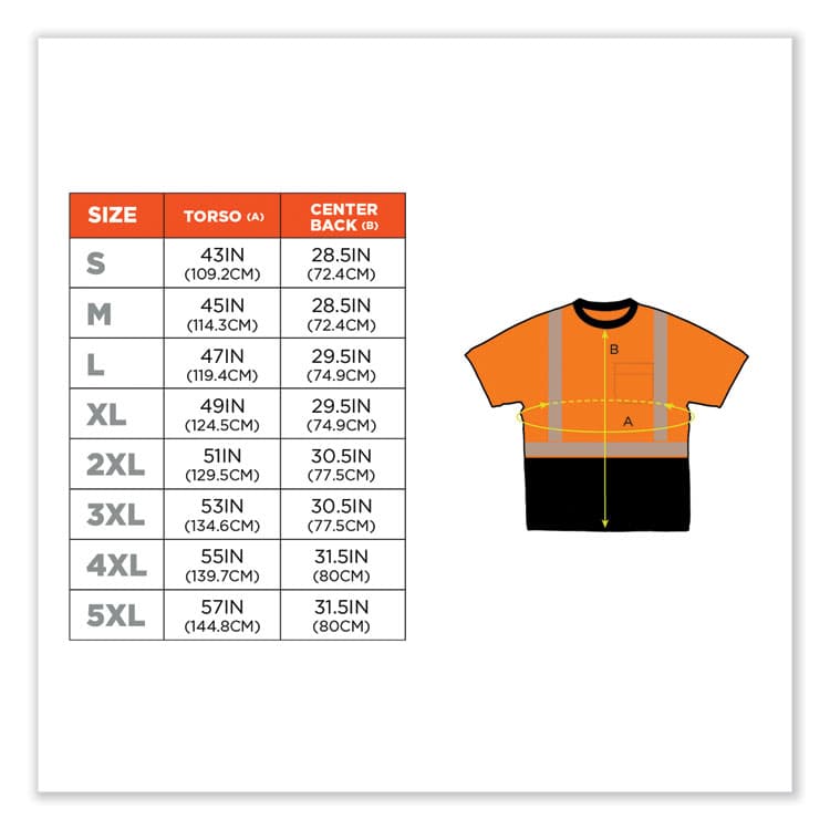 ERGODYNE CORPORATION GloWear 8280BK Class 2 Performance T-Shirt with Black Bottom, Polyester, 2X-Large, Orange (EGO22586) thumbnail 2