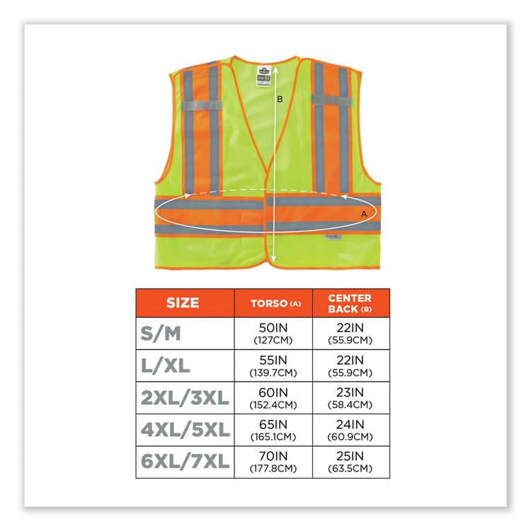 ERGODYNE CORPORATION GloWear 8245PSV Class 2 Public Safety Vest, Polyester, Large/X-Large, Lime (EGO23395) thumbnail 4