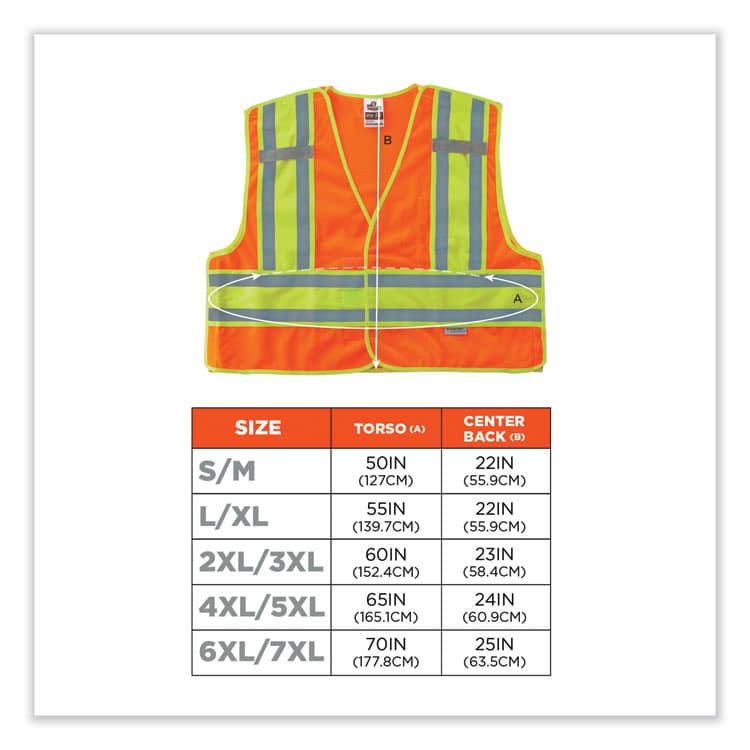 ERGODYNE CORPORATION GloWear 8245PSV Class 2 Public Safety Vest, Polyester, 2X-Large/3X-Large, Orange (EGO23387) thumbnail 3