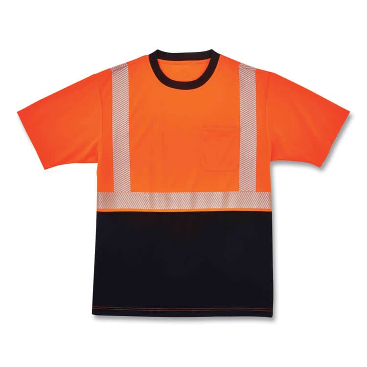 ERGODYNE CORPORATION GloWear 8280BK Class 2 Performance T-Shirt with Black Bottom, Polyester, 3X-Large, Orange (EGO22587)