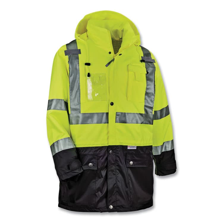ERGODYNE CORPORATION GloWear 8386 Class 3 Hi-Vis Outer Shell Jacket, Polyester, X-Large, Lime (EGO25375) thumbnail 3
