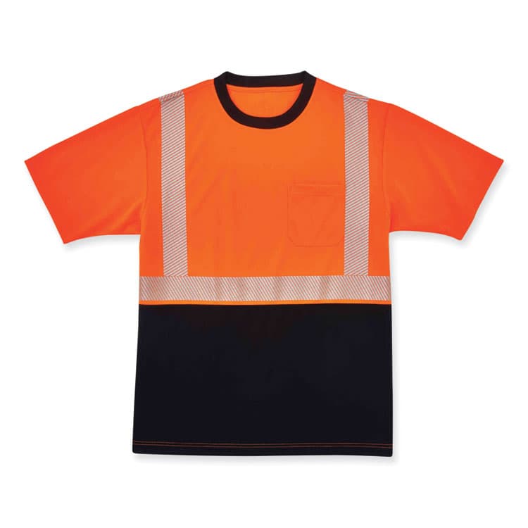 ERGODYNE CORPORATION GloWear 8280BK Class 2 Performance T-Shirt with Black Bottom, Polyester, X-Large, Orange (EGO22585)