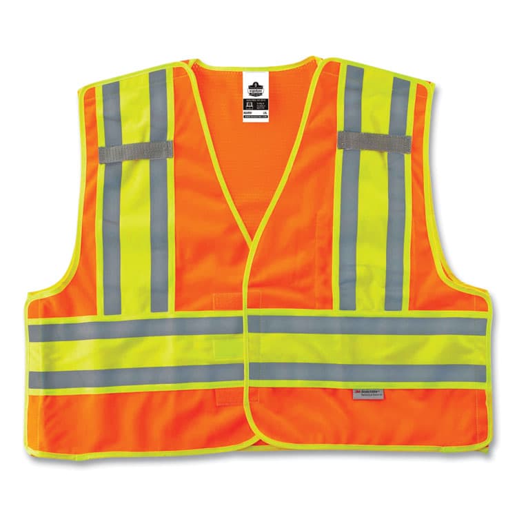ERGODYNE CORPORATION GloWear 8245PSV Class 2 Public Safety Vest, Polyester, 6X-Large/7X-Large, Orange (EGO23390)