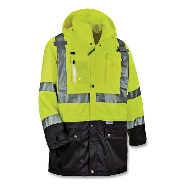 ERGODYNE CORPORATION GloWear 8386 Class 3 Hi-Vis Outer Shell Jacket, Polyester, 2X-Large, Lime (EGO25376) thumbnail 3
