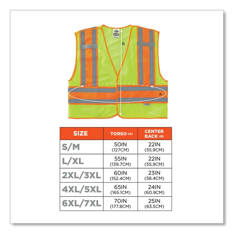 ERGODYNE CORPORATION GloWear 8245PSV Class 2 Public Safety Vest, Polyester, 4X-Large/5X-Large, Lime (EGO23399) thumbnail 3