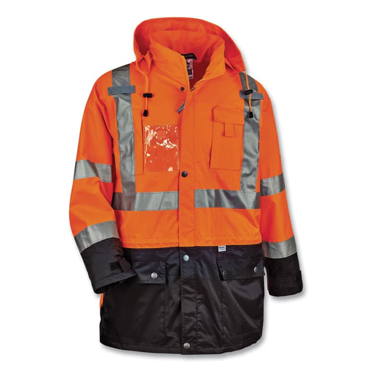 ERGODYNE CORPORATION GloWear 8386 Class 3 Hi-Vis Outer Shell Jacket, Polyester, 3X-Large, Orange (EGO25467) thumbnail 4