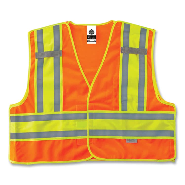 ERGODYNE CORPORATION GloWear 8245PSV Class 2 Public Safety Vest, Polyester, 4X-Large/5X-Large, Orange (EGO23389)