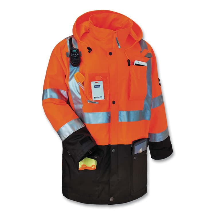 ERGODYNE CORPORATION GloWear 8386 Class 3 Hi-Vis Outer Shell Jacket, Polyester, 2X-Large, Orange (EGO25466) thumbnail 4