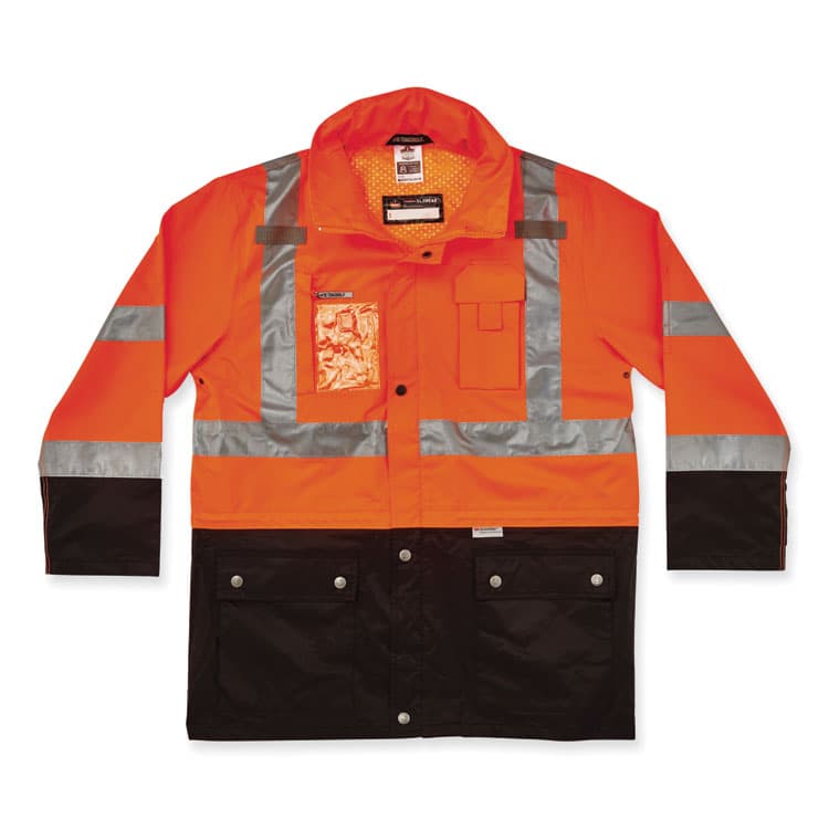 ERGODYNE CORPORATION GloWear 8386 Class 3 Hi-Vis Outer Shell Jacket, Polyester, Small, Orange (EGO25462)