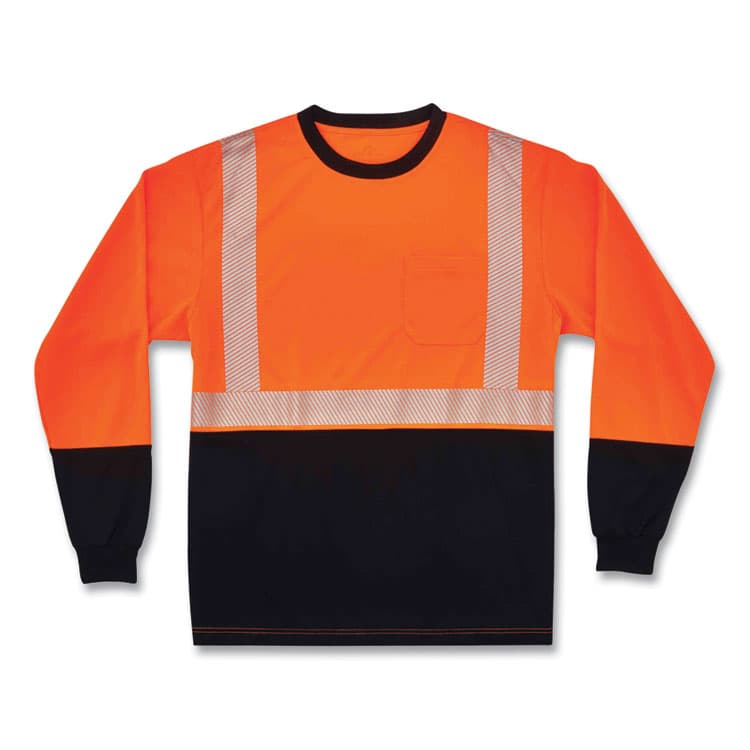 ERGODYNE CORPORATION GloWear 8281BK Class 2 Long Sleeve Shirt with Black Bottom, Polyester, 4X-Large, Orange (EGO22688)
