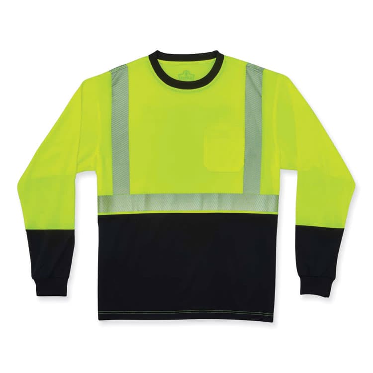 ERGODYNE CORPORATION GloWear 8281BK Class 2 Long Sleeve Shirt with Black Bottom, Polyester, Small, Lime (EGO22632)