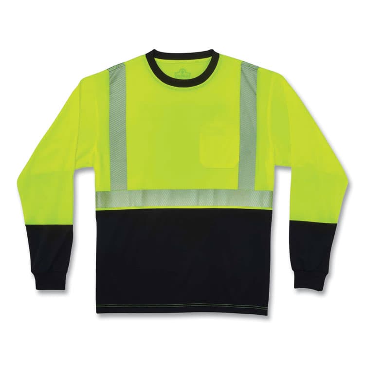 ERGODYNE CORPORATION GloWear 8281BK Class 2 Long Sleeve Shirt with Black Bottom, Polyester, Medium, Lime (EGO22633)