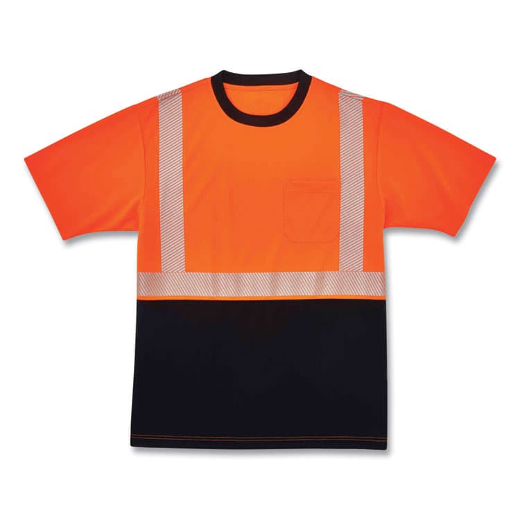 ERGODYNE CORPORATION GloWear 8280BK Class 2 Performance T-Shirt with Black Bottom, Polyester, 5X-Large, Orange (EGO22589)