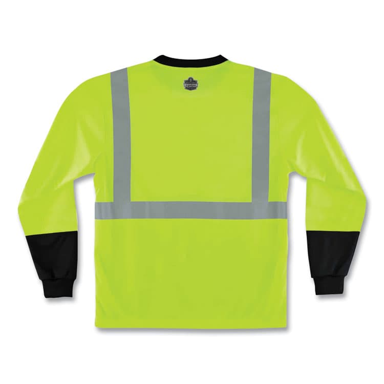 ERGODYNE CORPORATION GloWear 8291BK Type R Class 2 Black Front Long Sleeve T-Shirt, Polyester, 2X-Large, Lime (EGO22706) thumbnail 4