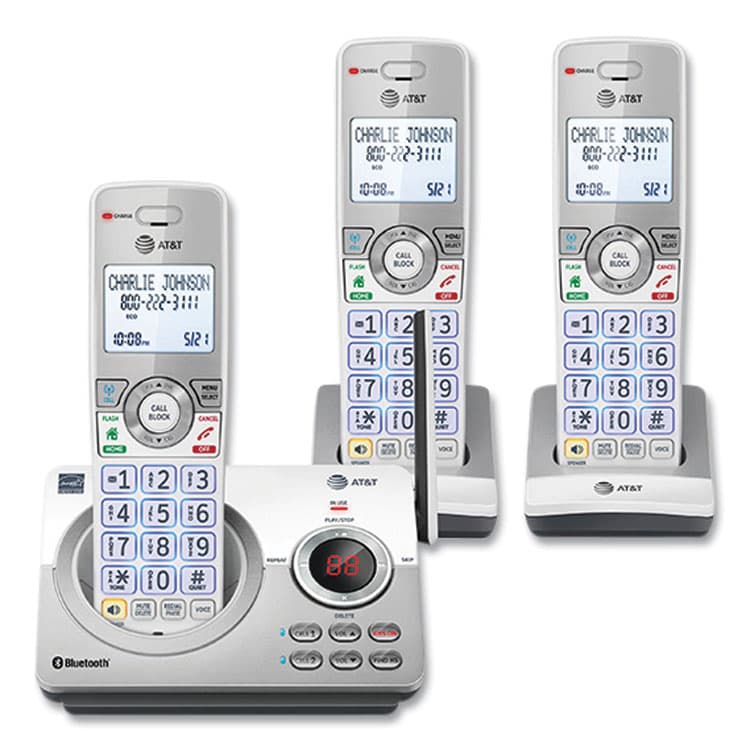 VTECH COMMUNICATIONS Connect to Cell DL72310 Cordless Telephone, Base and 2 Additional Handsets, White/Silver (ATTDL72310)
