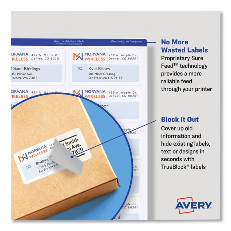 AVERY PRODUCTS CORPORATION Shipping Labels with TrueBlock Technology, Inkjet Printers, 2.5 x 4, White, 8 Labels/Sheet, 25 Sheets/Pack (AVE5815) thumbnail 3