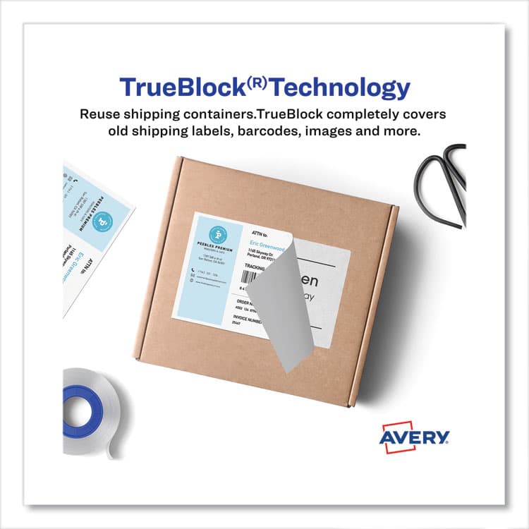 AVERY PRODUCTS CORPORATION Shipping Labels with TrueBlock Technology, Inkjet Printers, 5.5 x 8.5, White, 2 Labels/Sheet, 100 Sheets/Pack, 2 Packs (AVE8426) thumbnail 3