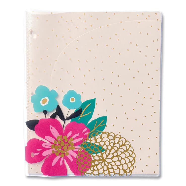 CAROLINA PAD, LLC Panache Glossy 3-Hole Punched 6-Pocket Folder, Accommodates 11 x 8.5 Sheets, Randomly Assorted Warm Colors (CPP93001)