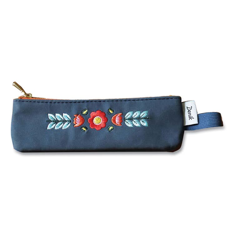 DENIK Evelynn Zipper Vegan Suede Notebook Pouch, 2" x 6.5", Blue/Red/Yellow (DNKNBPOUCH550)