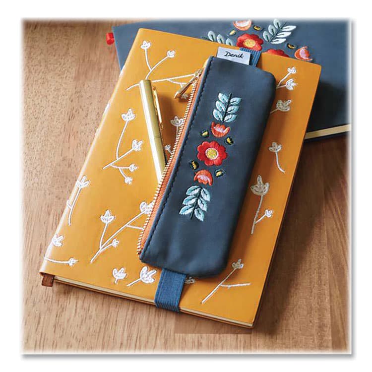 DENIK Evelynn Zipper Vegan Suede Notebook Pouch, 2" x 6.5", Blue/Red/Yellow (DNKNBPOUCH550) thumbnail 4