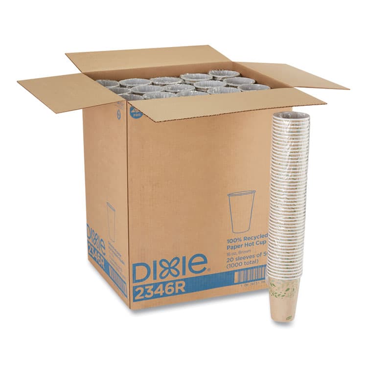 DIXIE FOOD SERVICE EcoSmart Recycled Hot/Cold Cups, 16 oz, Paper, Kraft/Green, 1,000/Carton (DXE2346R) thumbnail 2
