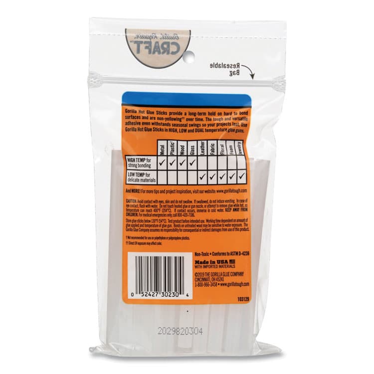 GORILLA GLUE COMPANY Mini Hot Glue Sticks, 0.27" dia x 4", Dries Clear, 30/Pack (GOR3023003) thumbnail 2