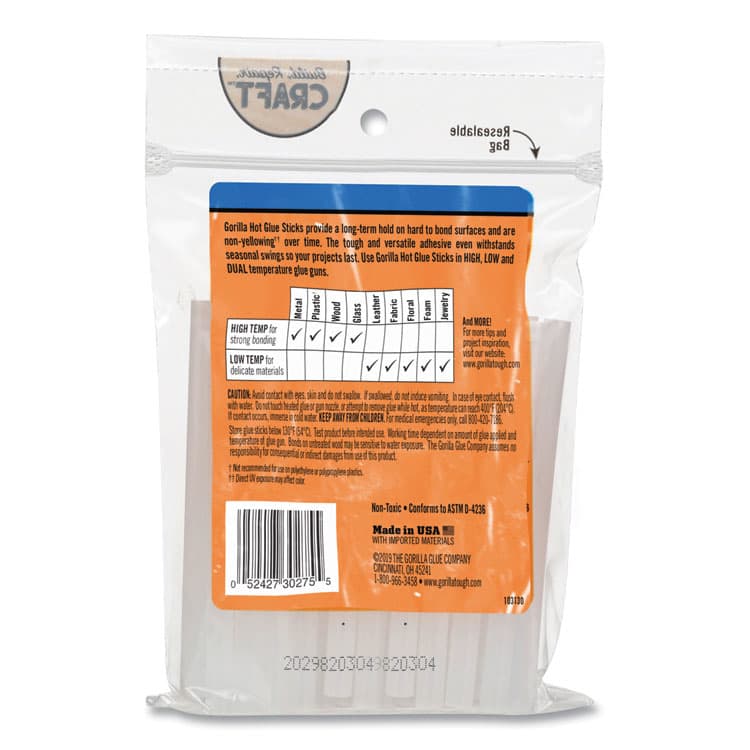 GORILLA GLUE COMPANY Mini Hot Glue Sticks, 0.27" dia x 4", Dries Clear, 75/Pack (GOR3027502) thumbnail 3