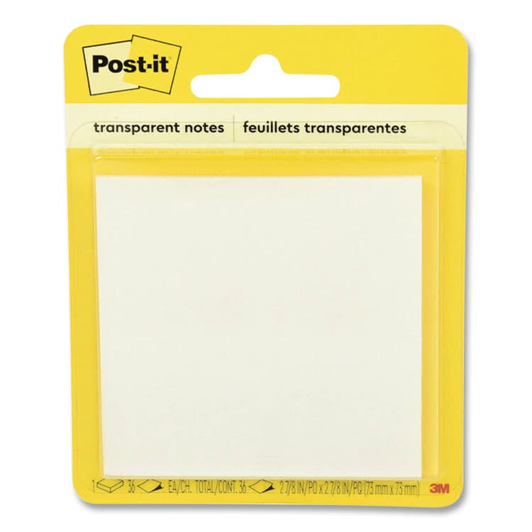 3M/COMMERCIAL TAPE DIV. Transparent Notes, 2.88" x 2.88", Clear, 36 Sheets/Pad (MMM600TRSPT)