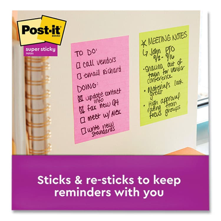 3M/COMMERCIAL TAPE DIV. Pads in Supernova Neon Collection Colors, Note Ruled, Cabinet Pack, 4" x 6", 45 Sheets/Pad, 24 Pads/Pack (MMM66024SSMIACP) thumbnail 2