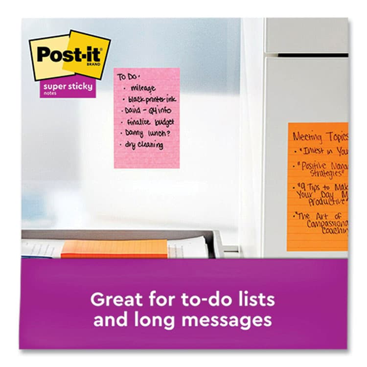 3M/COMMERCIAL TAPE DIV. Pads in Supernova Neon Collection Colors, Note Ruled, Cabinet Pack, 4" x 6", 45 Sheets/Pad, 24 Pads/Pack (MMM66024SSMIACP) thumbnail 3