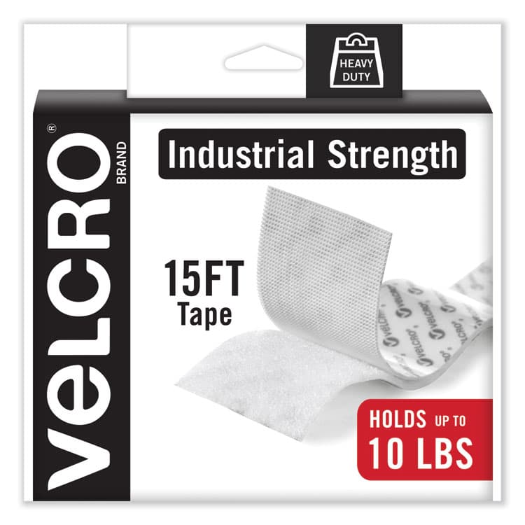 VELCRO USA, . Industrial-Strength Heavy-Duty Fasteners with Dispenser Box, 2" x 15 ft, White (VEK90198)