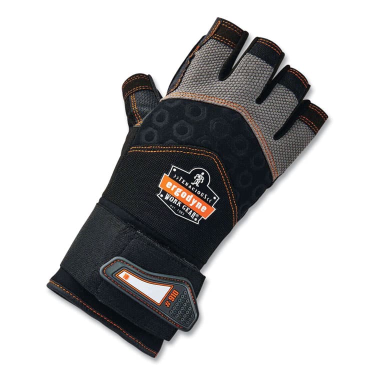 ERGODYNE CORPORATION ProFlex 910 Half-Finger Impact Gloves + Wrist Support, EN388: 1121X, 13" Long, XX-Large, Black, Pair (EGO17716) thumbnail 2