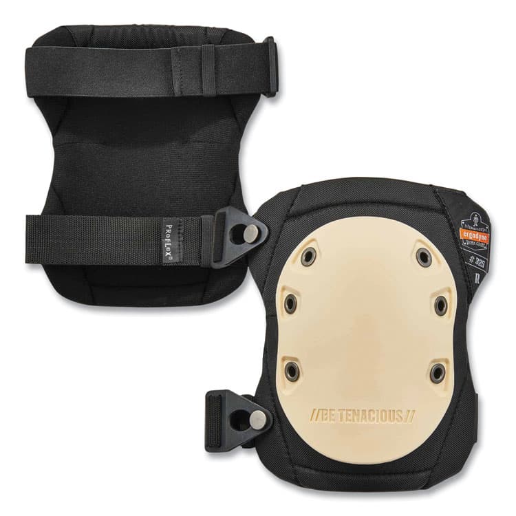 ERGODYNE CORPORATION ProFlex 325 Non-Marring Rubber Cap Knee Pads, Buckle Closure, One Size Fits Most, Tan Cap, Pair (EGO18325)