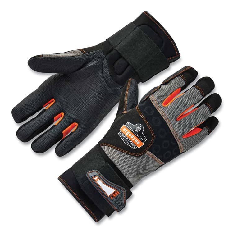 ERGODYNE CORPORATION ProFlex 9012 Certified AV Gloves + Wrist Support, EN388: 2121X, 15.5" Long, XX-Large, Black, Pair (EGO17736)