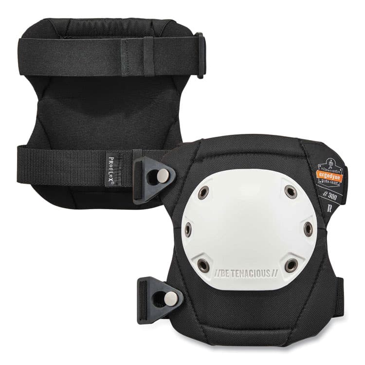 ERGODYNE CORPORATION ProFlex 300 Knee Pads, Rounded Hard Cap, Buckle Closure, One Size Fits Most, White Cap, Pair (EGO18300)