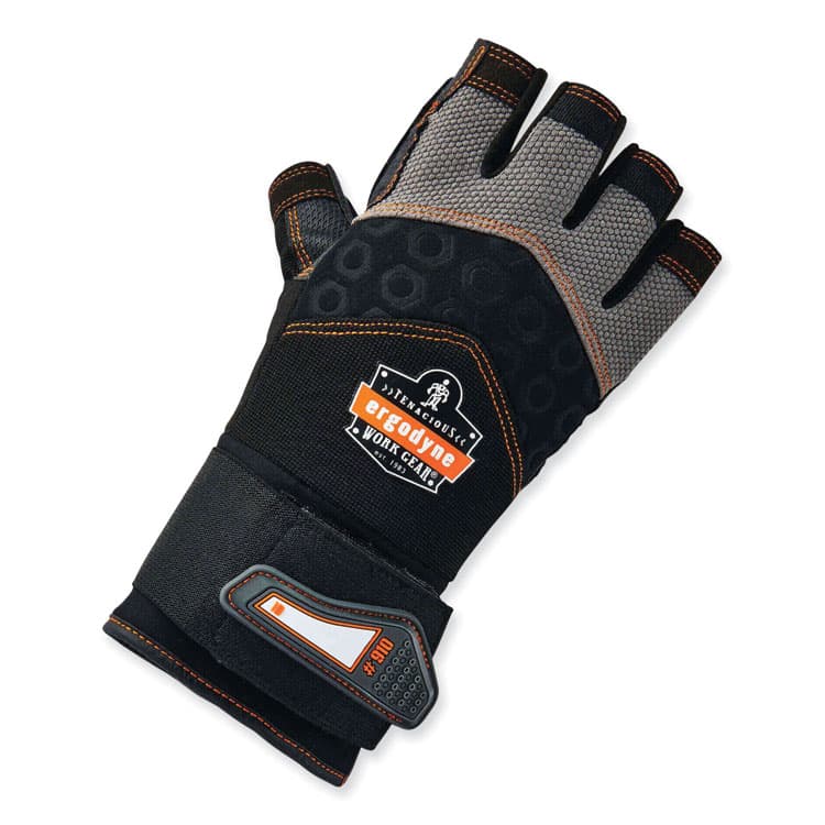 ERGODYNE CORPORATION ProFlex 910 Half-Finger Impact Gloves + Wrist Support, EN388: 1121X, 12.25" Long, Medium, Black, Pair (EGO17713) thumbnail 2