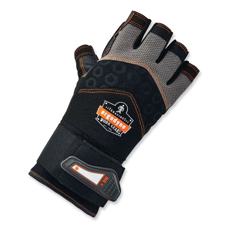 ERGODYNE CORPORATION ProFlex 910 Half-Finger Impact Gloves + Wrist Support, EN388: 1121X, 12.5" Long, Large, Black, Pair (EGO17714) thumbnail 2