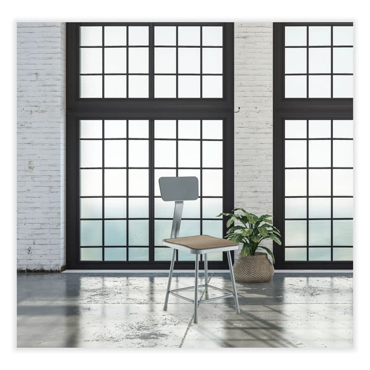 NATIONAL PUBLIC SEATING 6300 Series Heavy-Duty Square Seat Stool with Backrest, Supports Up to 500 lb, 17.5" Seat Height, Brown Seat, Gray Back/Base (NPS6318B) thumbnail 2