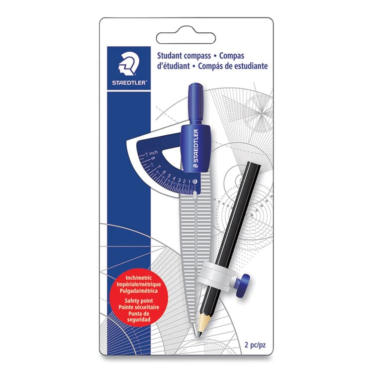 STAEDTLER, . Student Compass, 8.5" Maximum Diameter, Plastic, Blue (STD557SCBKA6) thumbnail 2