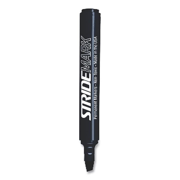 STRIDE WRITING StrideMark Tank Permanent Marker, Broad Chisel Tip, Black, 12/Pack (STW22001)