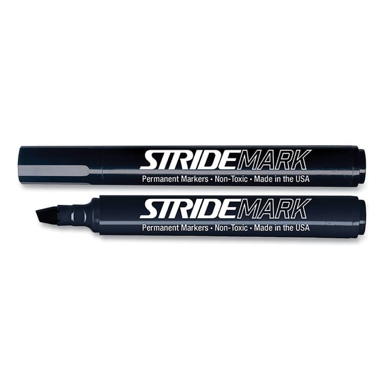 STRIDE WRITING StrideMark Tank Permanent Marker, Broad Chisel Tip, Black, 12/Pack (STW22001) thumbnail 2