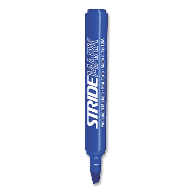 STRIDE WRITING StrideMark Tank Permanent Marker, Broad Chisel Tip, Blue, 12/Pack (STW22002)