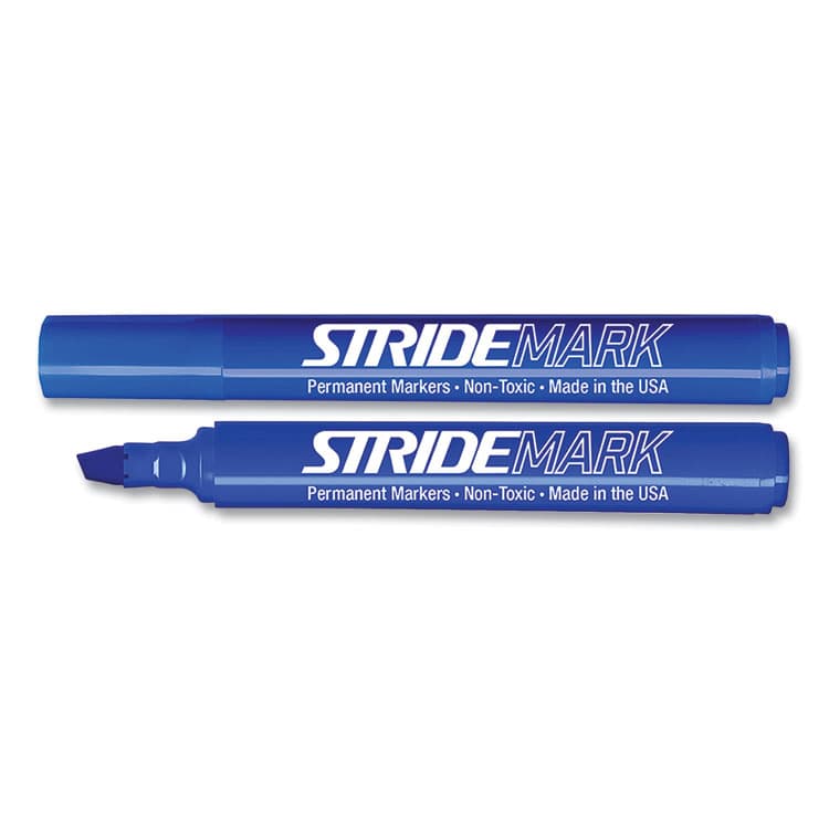 STRIDE WRITING StrideMark Tank Permanent Marker, Broad Chisel Tip, Blue, 12/Pack (STW22002) thumbnail 3